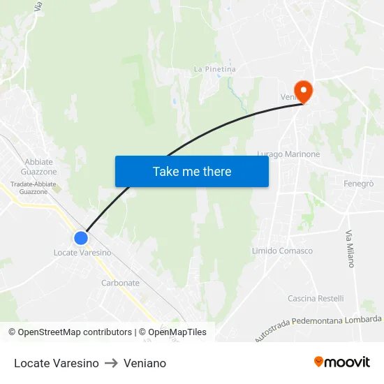 Locate Varesino to Veniano map