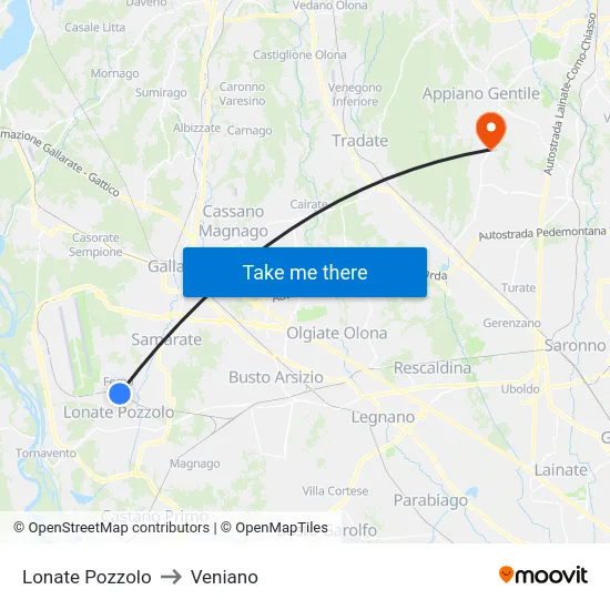 Lonate Pozzolo to Veniano map