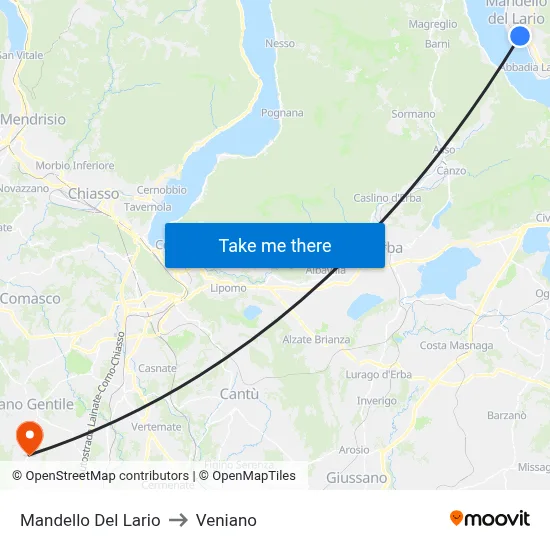 Mandello Del Lario to Veniano map