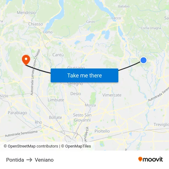 Pontida to Veniano map