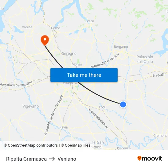 Ripalta Cremasca to Veniano map