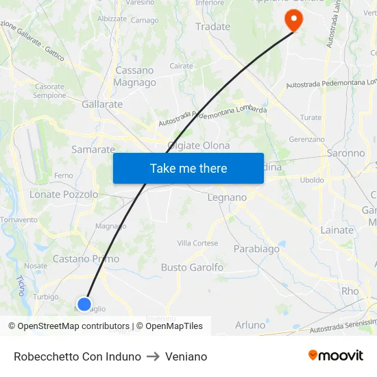 Robecchetto Con Induno to Veniano map