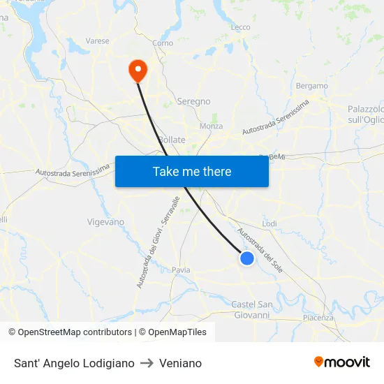 Sant' Angelo Lodigiano to Veniano map