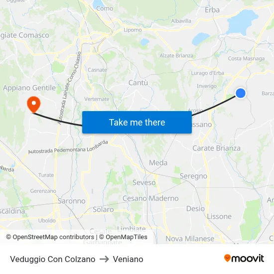 Veduggio Con Colzano to Veniano map