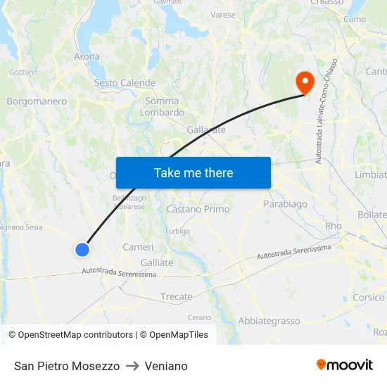 San Pietro Mosezzo to Veniano map