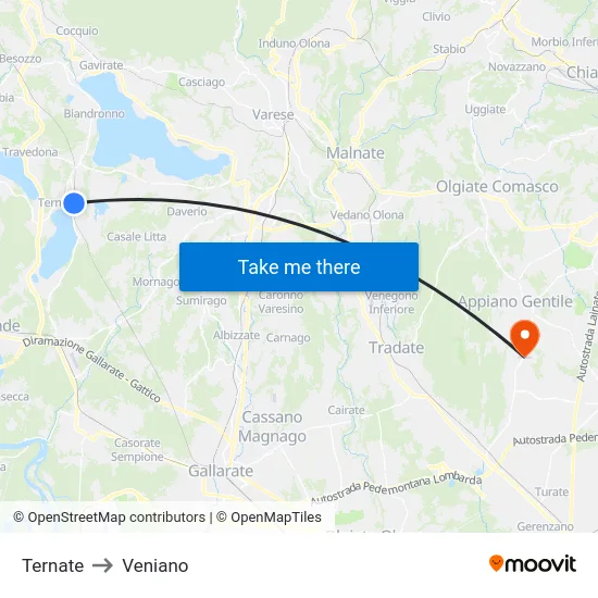 Ternate to Veniano map