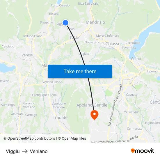 Viggiù to Veniano map