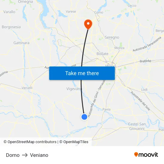 Dorno to Veniano map
