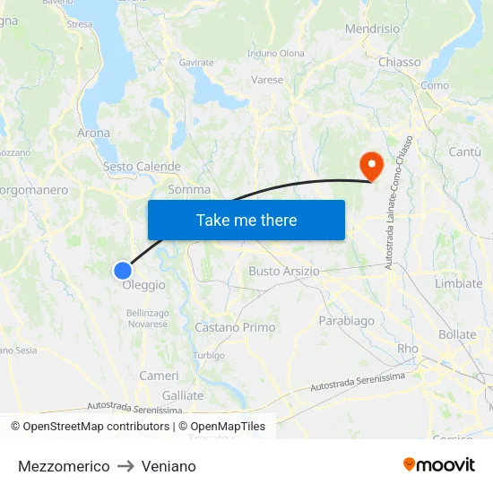 Mezzomerico to Veniano map