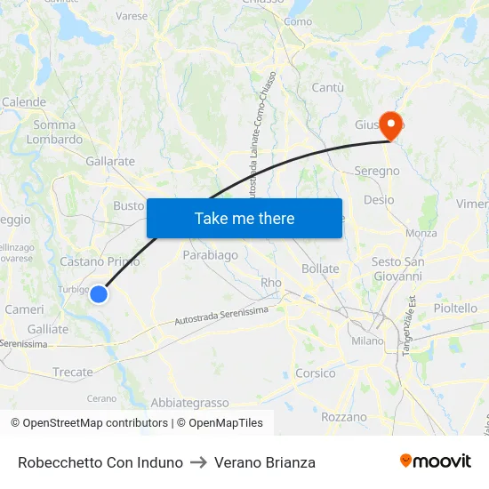 Robecchetto Con Induno to Verano Brianza map