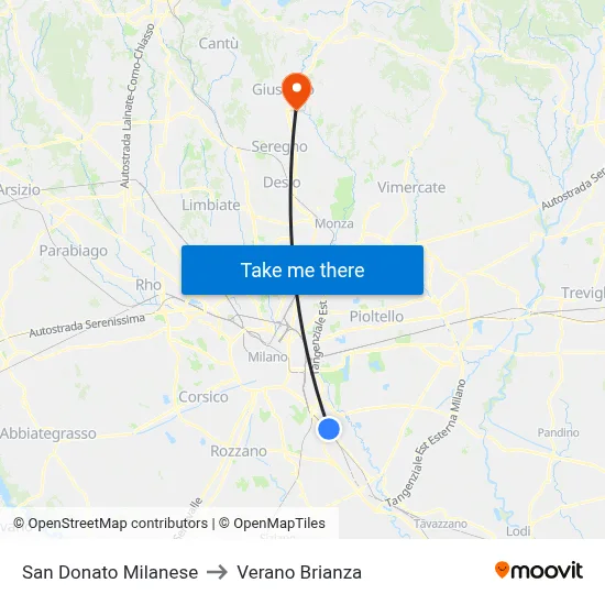 San Donato Milanese to Verano Brianza map