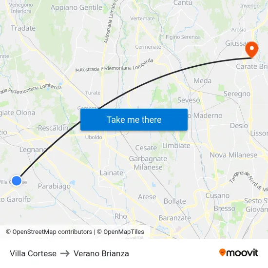 Villa Cortese to Verano Brianza map