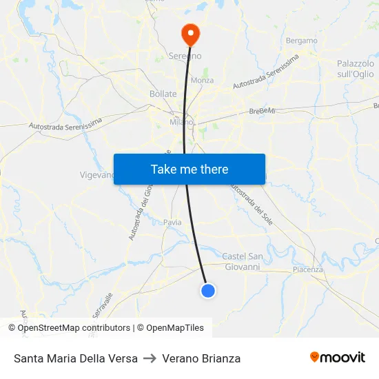 Santa Maria Della Versa to Verano Brianza map