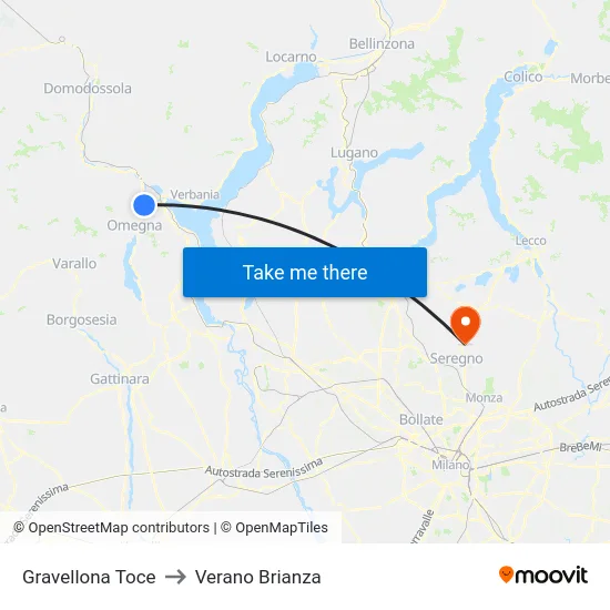 Gravellona Toce to Verano Brianza map