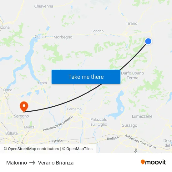Malonno to Verano Brianza map