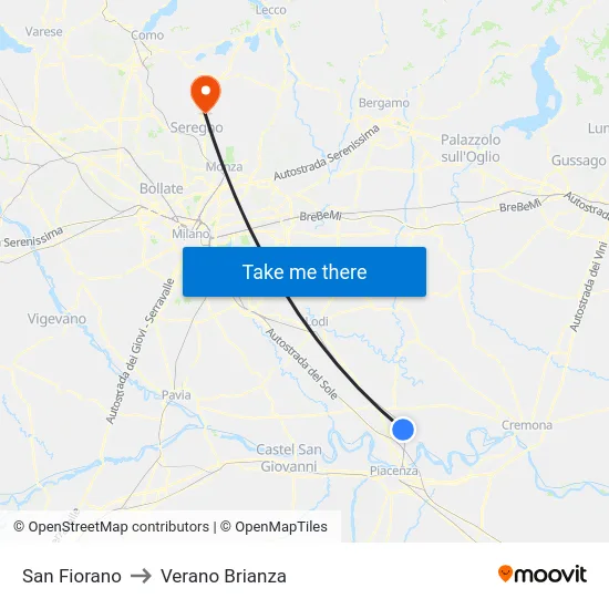 San Fiorano to Verano Brianza map