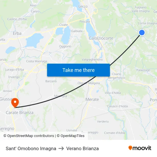 Sant' Omobono Imagna to Verano Brianza map