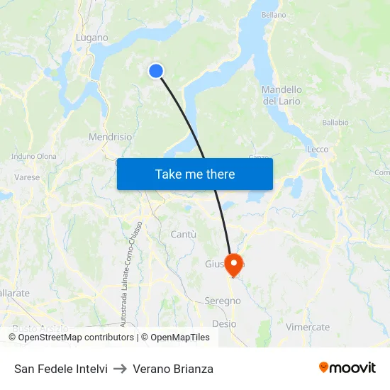 San Fedele Intelvi to Verano Brianza map