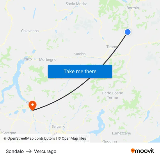 Sondalo to Vercurago map