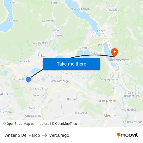 Anzano Del Parco to Vercurago map