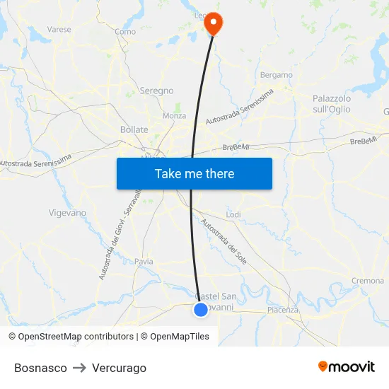 Bosnasco to Vercurago map