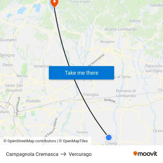 Campagnola Cremasca to Vercurago map