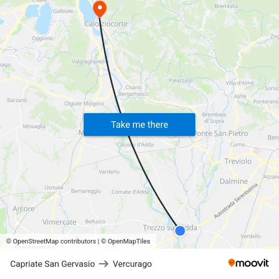 Capriate San Gervasio to Vercurago map