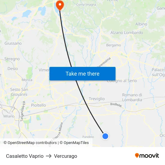 Casaletto Vaprio to Vercurago map