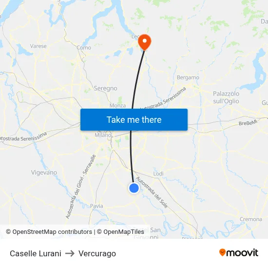 Caselle Lurani to Vercurago map