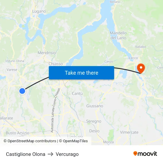 Castiglione Olona to Vercurago map