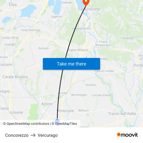 Concorezzo to Vercurago map