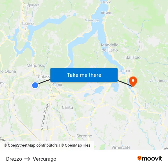 Drezzo to Vercurago map