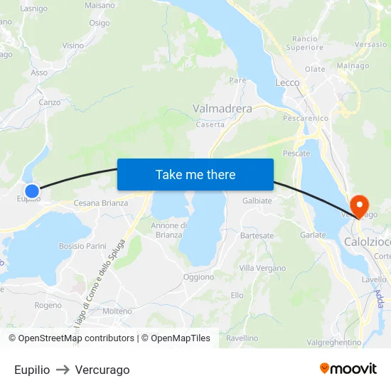 Eupilio to Vercurago map