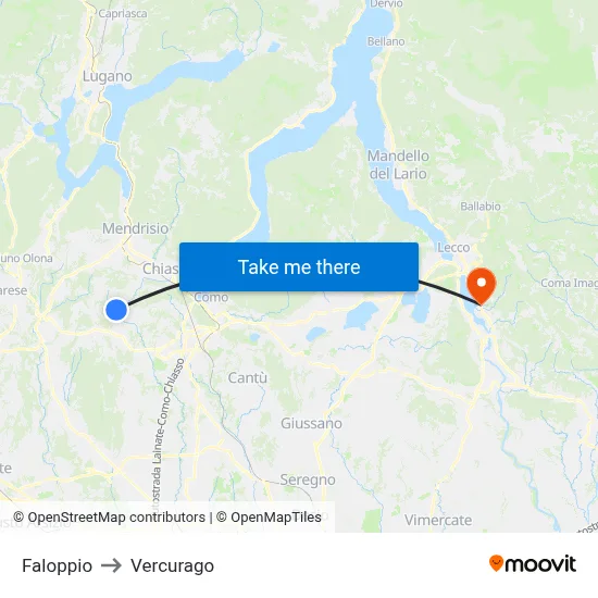 Faloppio to Vercurago map