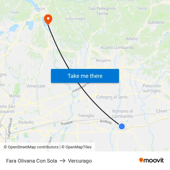 Fara Olivana Con Sola to Vercurago map