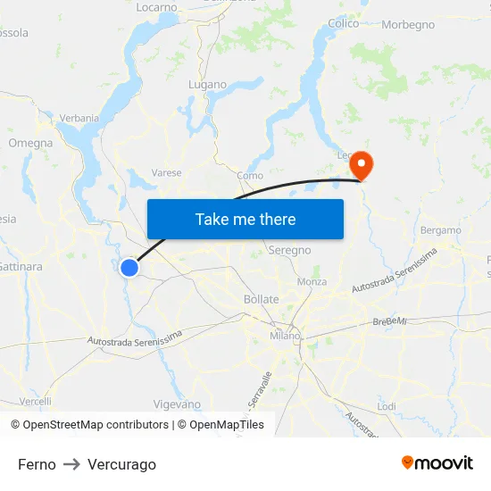 Ferno to Vercurago map