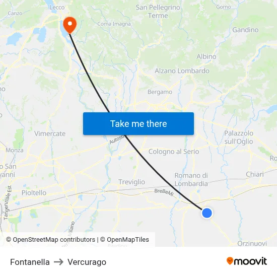 Fontanella to Vercurago map