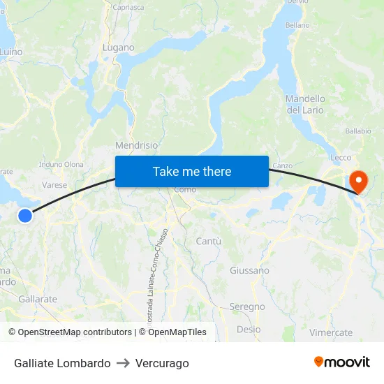 Galliate Lombardo to Vercurago map