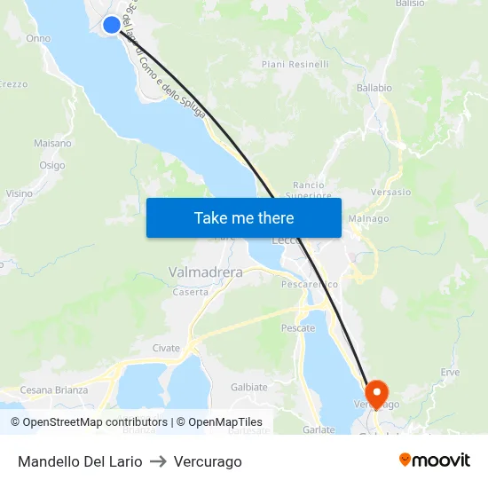 Mandello Del Lario to Vercurago map