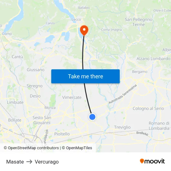 Masate to Vercurago map