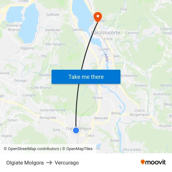 Olgiate Molgora to Vercurago map