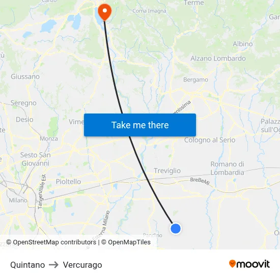 Quintano to Vercurago map