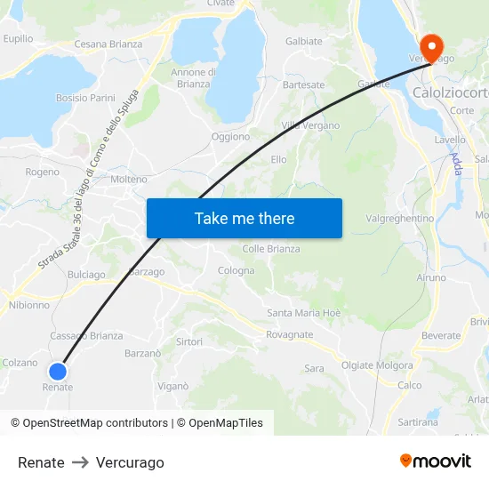 Renate to Vercurago map
