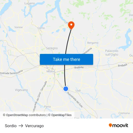 Sordio to Vercurago map