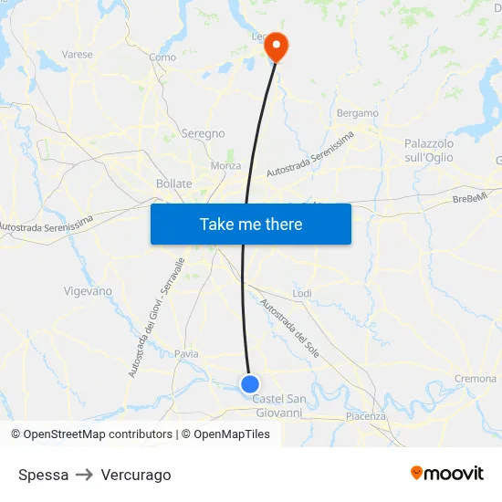 Spessa to Vercurago map