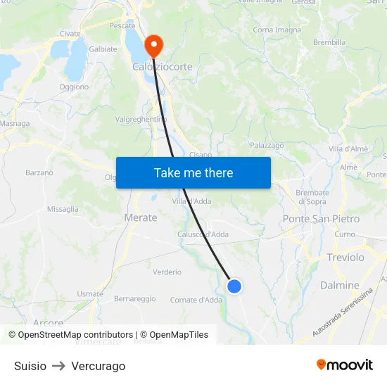 Suisio to Vercurago map