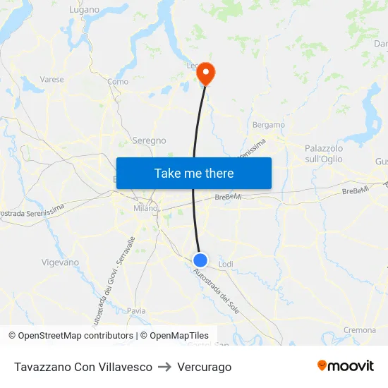 Tavazzano Con Villavesco to Vercurago map