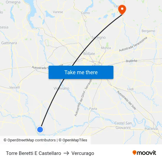 Torre Beretti e Castellaro to Vercurago map