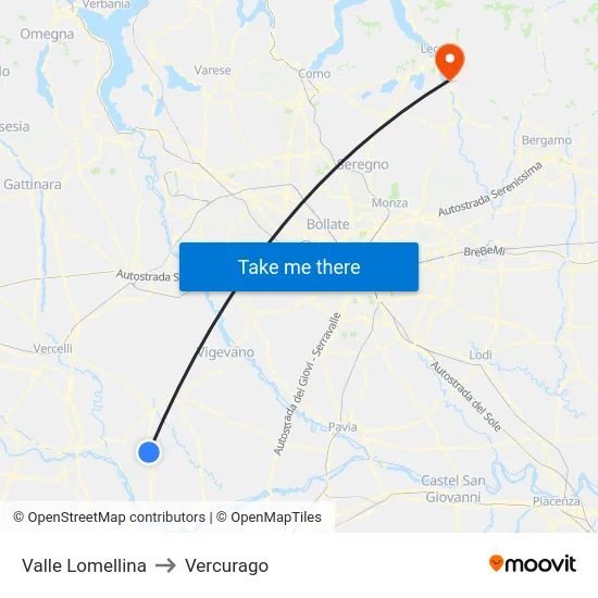 Valle Lomellina to Vercurago map