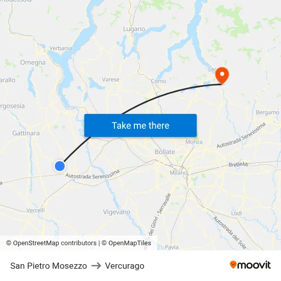 San Pietro Mosezzo to Vercurago map